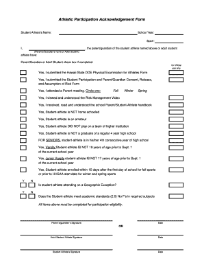 Athletic Participation Acknowledgement Form