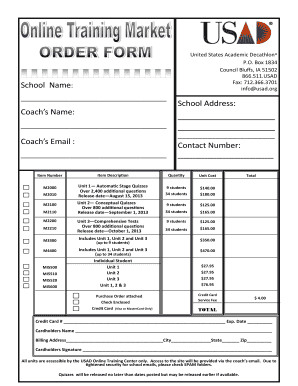 US Academic Decathlon Order Form
