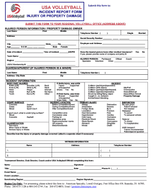 USA Volleyball Incident Report Form