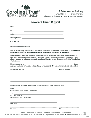 Account Closure Request Letter