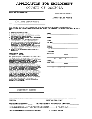 County of Osceola Employment Application