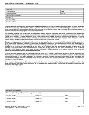 Washington Cosigner Agreement