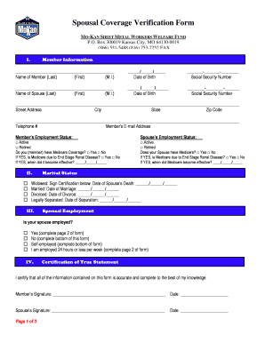 Spousal Coverage Verification Form