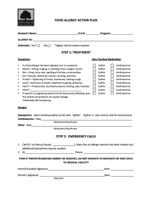 Food Allergy Action Plan