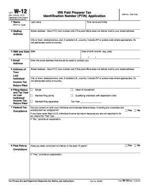 IRS Paid Preparer Tax Identification Number Application