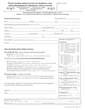 Pinto Horse Association Membership Application