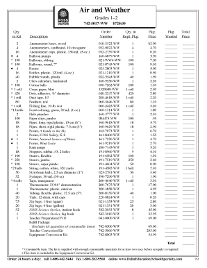 Air and Weather Science Kit Order Form