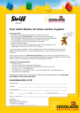 Steiff Museum und LEGOLAND Gruppenausflugsangebot