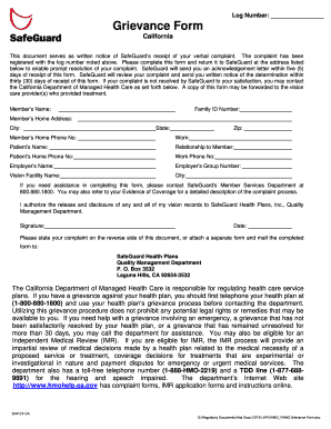 California Grievance Form