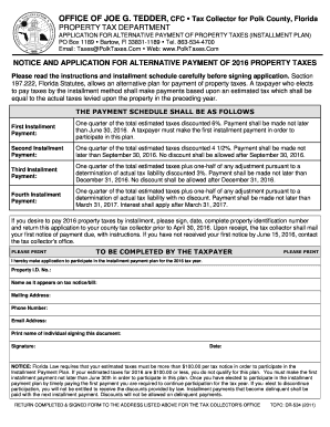 Florida Property Tax Installment Plan Application