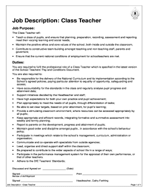 Class Teacher Job Description