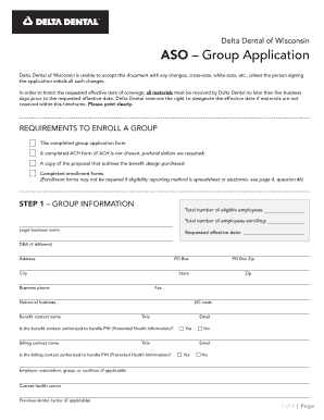 Delta Dental of Wisconsin ASO Group Application