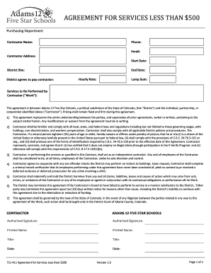 Colorado Agreement for Services Less Than $500