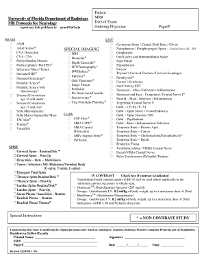 University of Florida Radiology MR Protocols