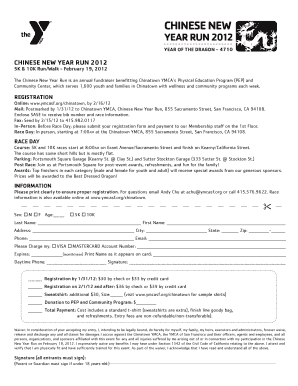 Chinese New Year Run Registration Form