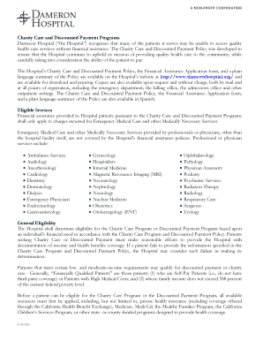 Dameron Hospital Charity Care Application