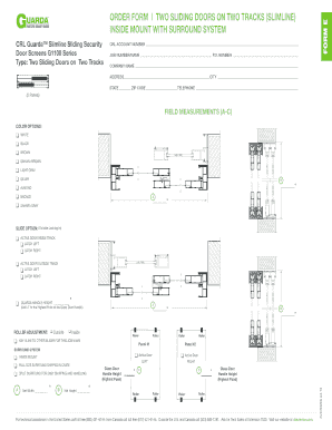 Order Form for Sliding Security Doors