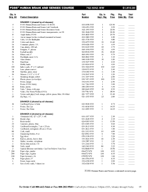 FOSS Human Brain and Senses Course Order Form