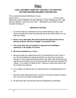 Eviction Defense Document Preparation Contract