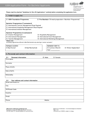 IUBH Bachelor Application Form