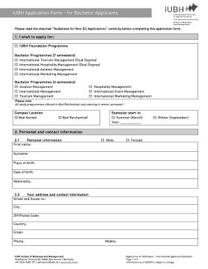 IUBH Bachelor Application Form