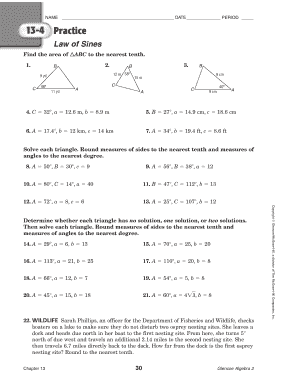 Law of Sines Practice Worksheet