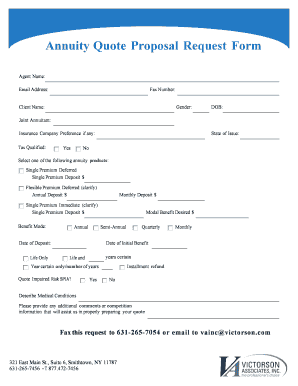 Annuity Quote Proposal Request Form