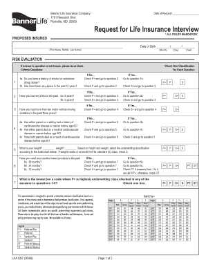 Request for Life Insurance Interview