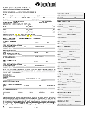 HomePointe Rental Application Form