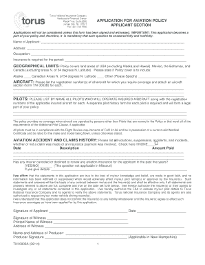 Aviation Policy Application Form