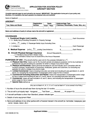 Aviation Policy Application Form