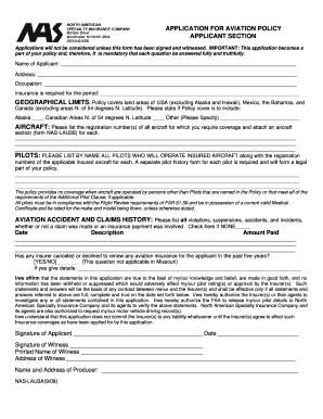 Aviation Policy Application Form