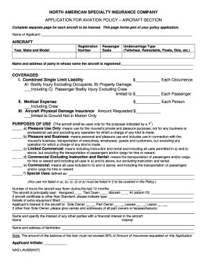 Aviation Policy Application Form