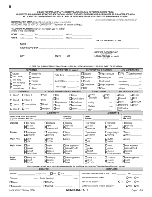 NASA Aviation Safety Reporting Form