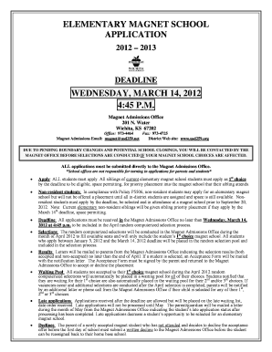 Elementary Magnet School Application