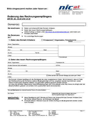 Änderung des Rechnungsempfängers