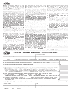 Maryland Withholding Exemption Certificate