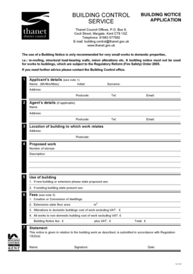 UK Building Notice Application