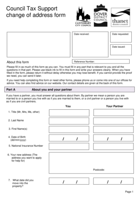 Council Tax Support Change of Address Form