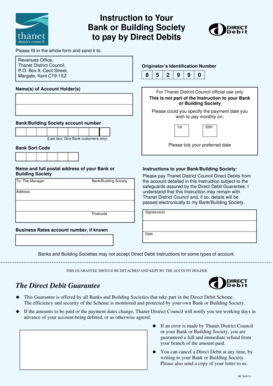 UK Direct Debit Instruction Form