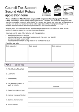 Second Adult Rebate Application Form