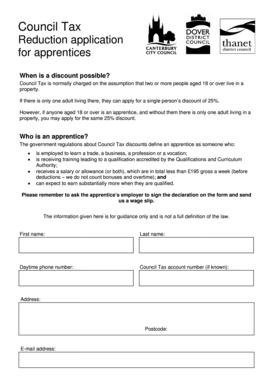 Council Tax Reduction Application for Apprentices