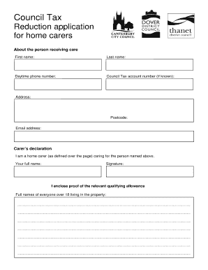 Council Tax Reduction Application for Home Carers