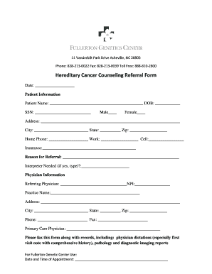 Hereditary Cancer Counseling Referral Form