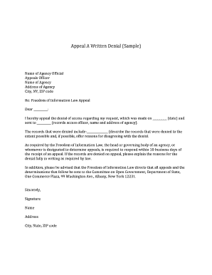 Freedom of Information Law Appeal Form