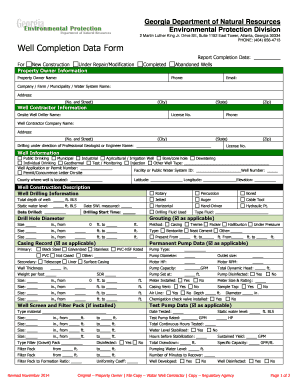 Georgia Well Completion Data Form