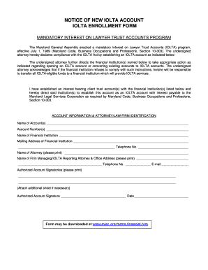 Maryland IOLTA Enrollment Form