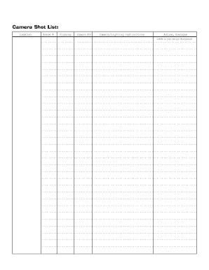 Camera Shot List Template
