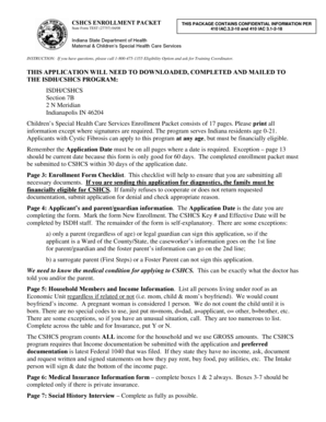 Indiana CSHCS Enrollment Application