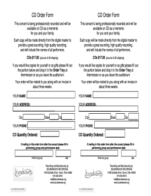 Concert CD Order Form
